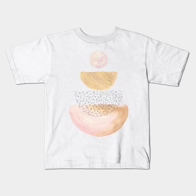 Pastel balancing shapes Kids T-Shirt by WhalesWay